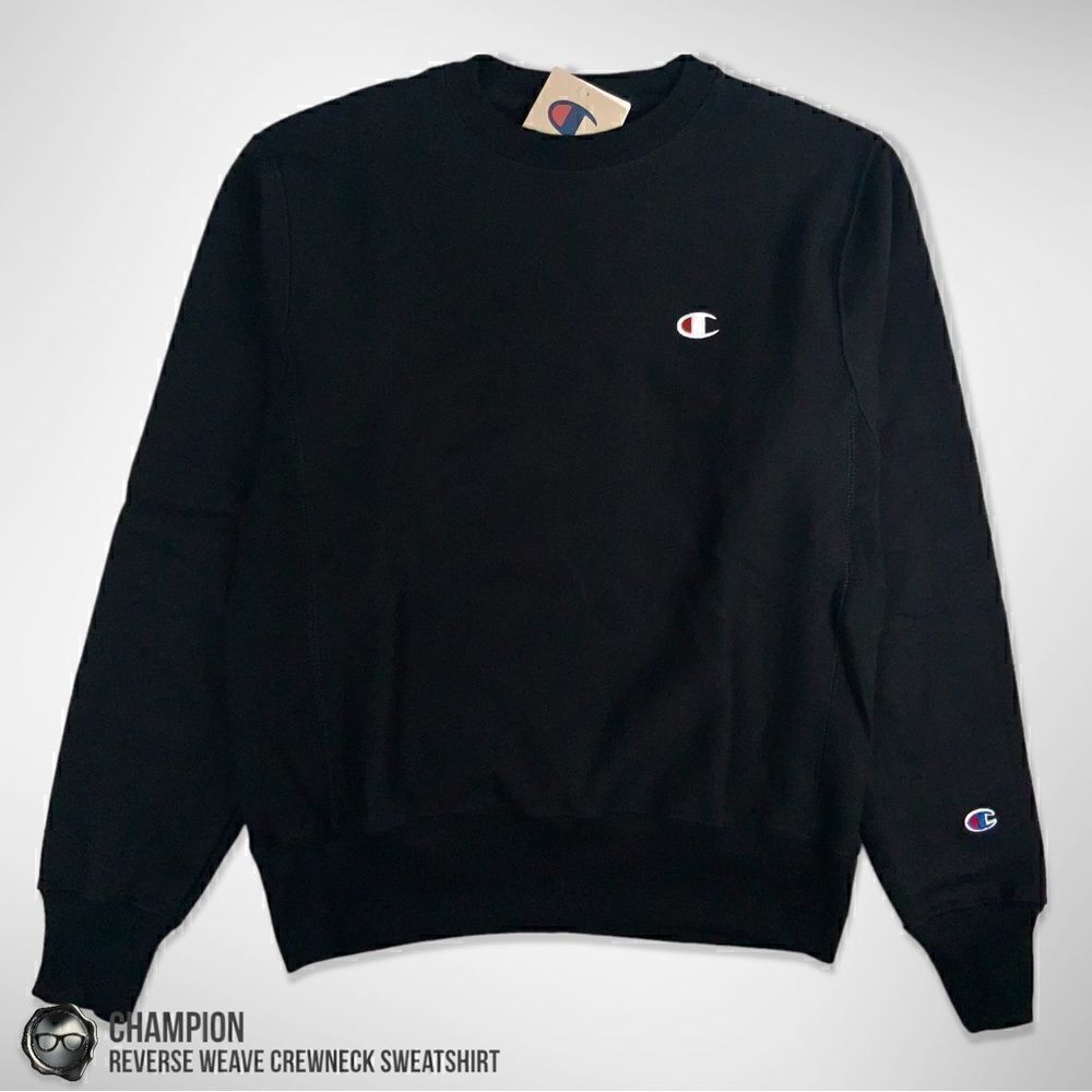 CHAMPION  REVERSE WEAVE CREWNECK C LOGO  SWEATSHIRT HEAVYWEIGHT BLACK UNISEX